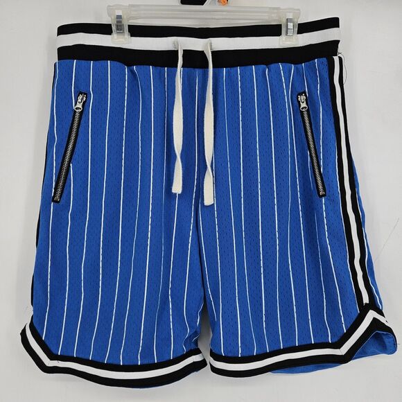 Bascom Projects Shorts Mens Large 1993 XXV Basketball White Blue Pin Stripe - Picture 1 of 13